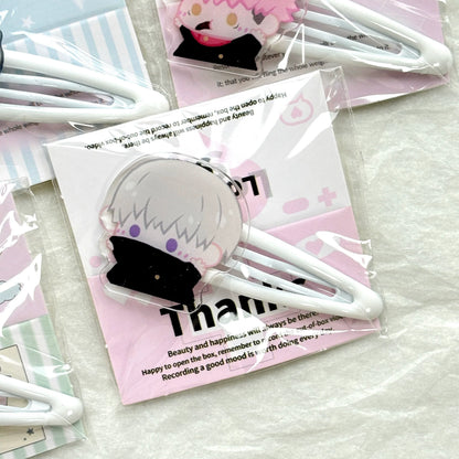 Jujutsu Kaisen Chibi Hair Clips - Pastel Sorcerer Side Bangs Barrette 6-Piece Set
