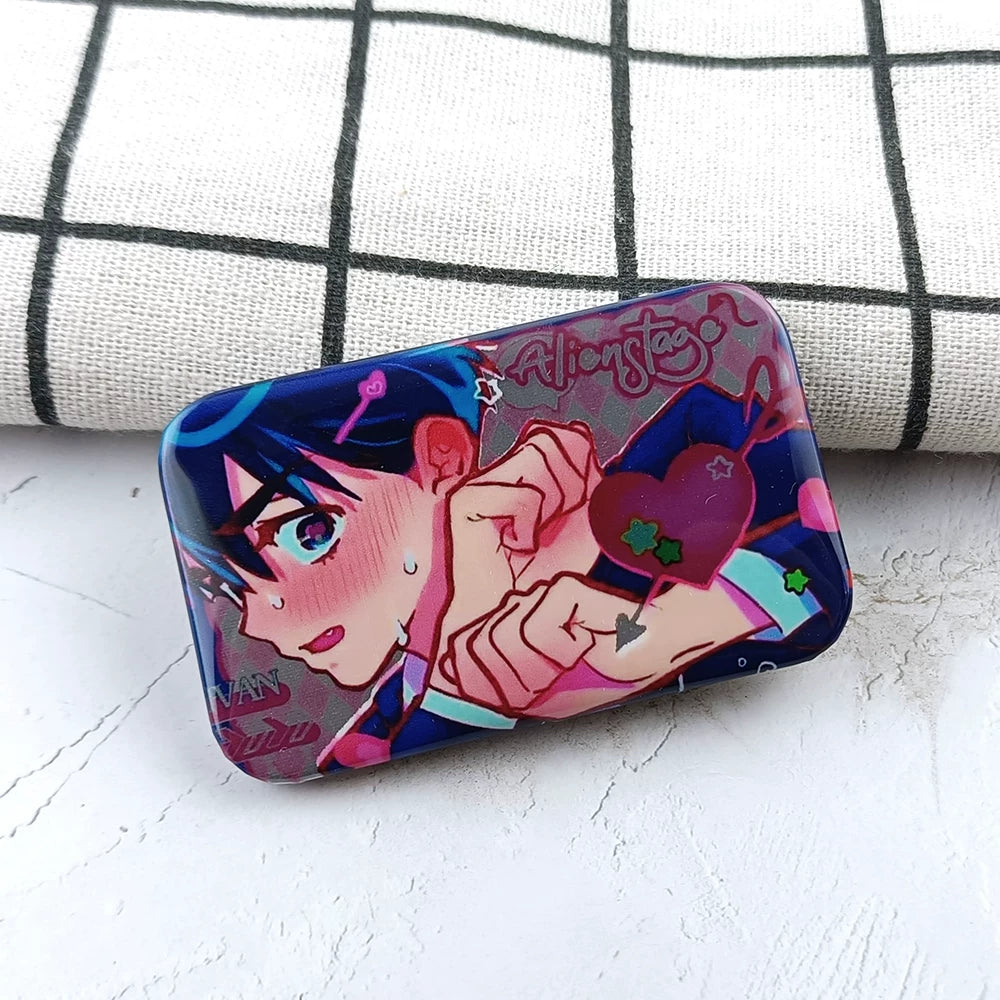 Alien Stage Flustered Heart Rectangular Badge - Holographic Reflective Square Can Badge - ALNST Ivan Till Mizi Sua Aesthetic Ita Bag Pin