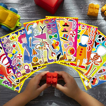 The Amazing Digital Circus Make-a-Face Sticker Sheets - TADC Mix and Match DIY Stickers - Pomni Jax Caine Ragatha Kinger Puzzle Decals - Kids Birthday Party Favors & Craft Gifts - 8 to 80 Pack