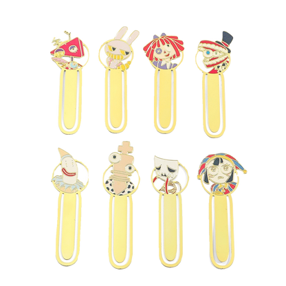 The Amazing Digital Circus Metal Bookmarks - TADC Enamel Page Clips - Jax, Pomni & Caine Gold-Tone Book Markers - Reading Accessories for Students & Bookworms