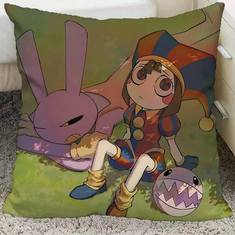 The Amazing Digital Circus Throw Pillow Cases - TADC Pomni & Jax Decorative Cushion Covers - Soft HD Print Pillowcases for Sofa & Bedroom Decor - Multiple Styles