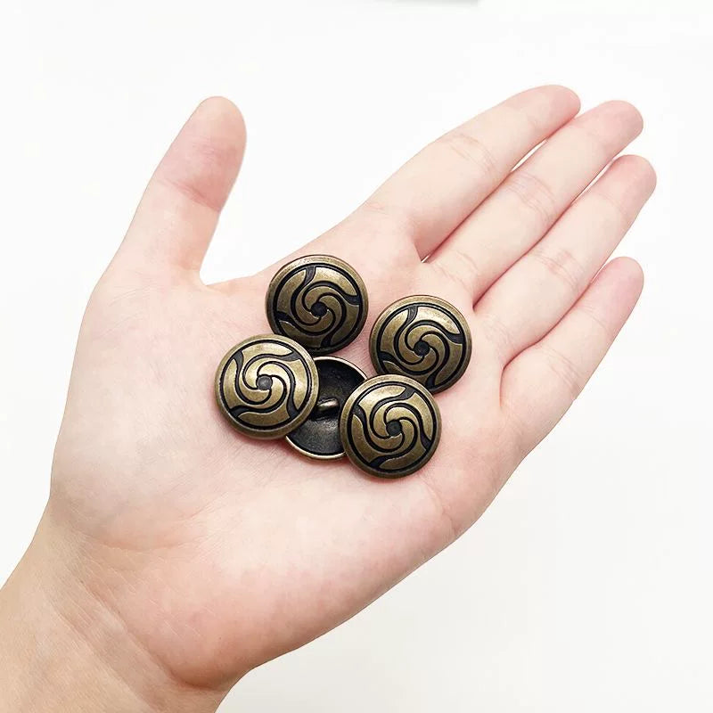 Jujutsu Kaisen Jujutsu High School Swirl Button Set - 5Pcs Antique Bronze Cosplay Replica