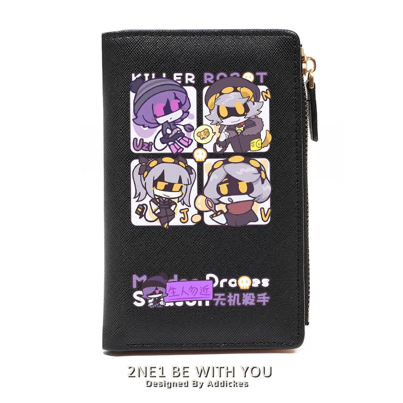 Murder Drones Multi-Slot Wallet & Card Holder - TADC Uzi, N, V, J Chibi Fan Art Purse - Compact Zipper Pocketbook for Students & Fans - 2 Sizes Available