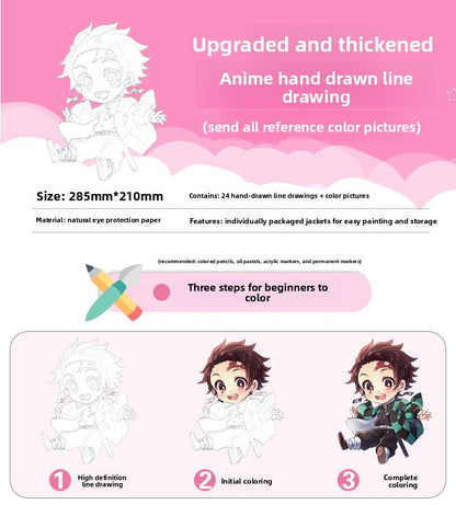 Demon Slayer DIY Coloring Book - 24 Sheet Line Art Tracing Kit