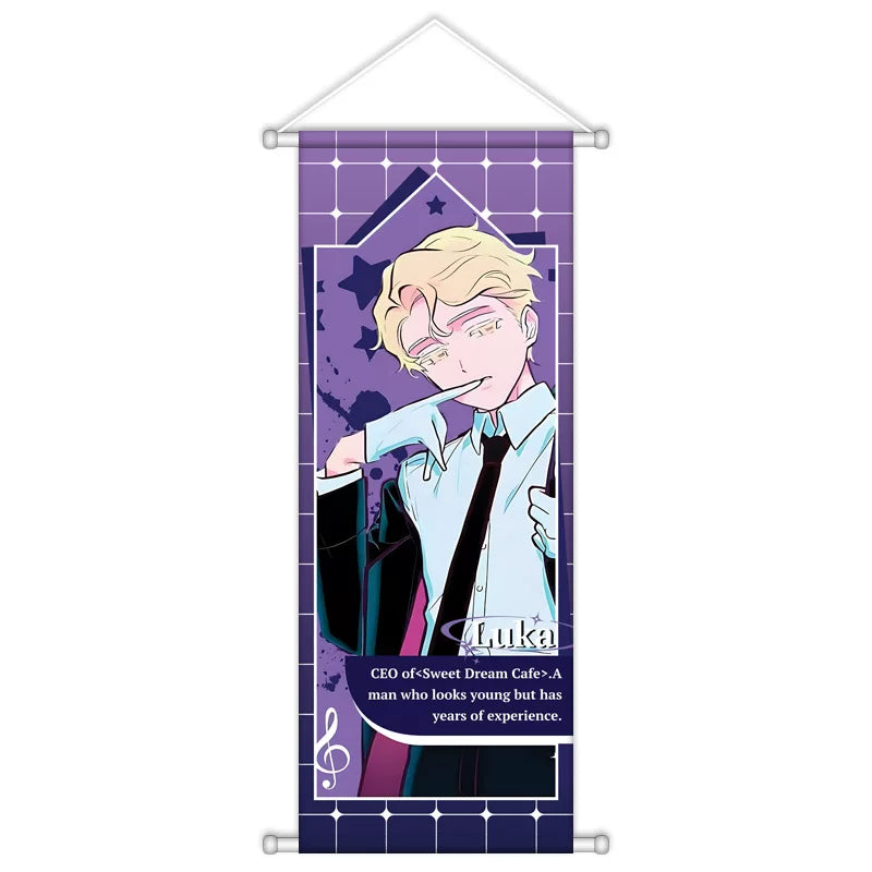 Alien Stage Sweet Dream Cafe AU Wall Scroll - Premium Satin Fabric Fabric Hanging Banner - ALNST Ivan Hyuna Luka Aesthetic Studio Poster
