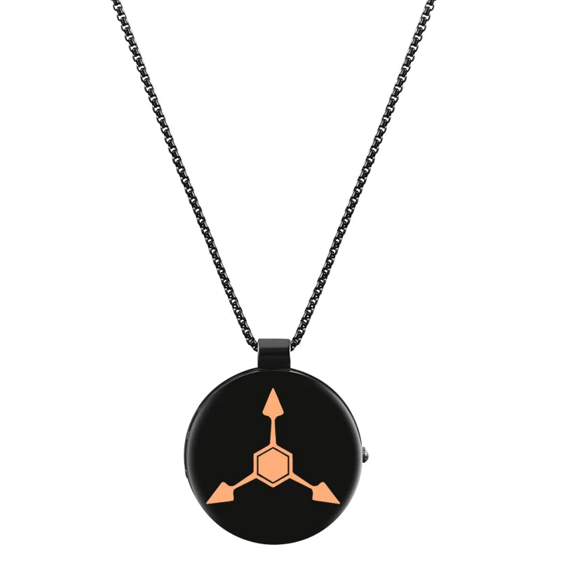 Murder Drones Quartz Pocket Watch - Absolute Solver Necklace & Glitch Logo Keychain - Sci-Fi Horror Anime Timepiece - Copper 9 Survival Gear