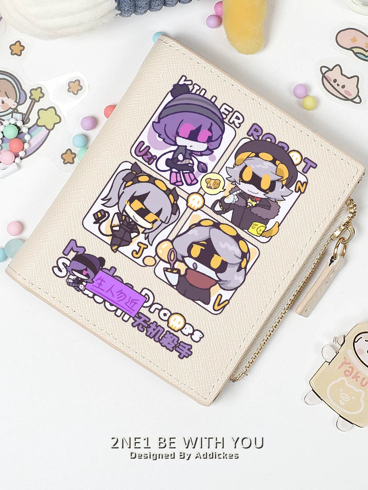 Murder Drones Multi-Slot Wallet & Card Holder - TADC Uzi, N, V, J Chibi Fan Art Purse - Compact Zipper Pocketbook for Students & Fans - 2 Sizes Available