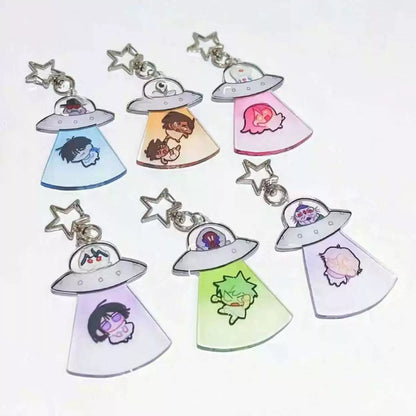 Alien Stage UFO Abduction Acrylic Keychain - Translucent Tractor Beam Chibi Charm - ALNST Ivan Till Mizi Sua Alien Guardian Star Clasp Mascot
