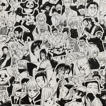 Anime Manga Stickers - B&W JJK & More Figures Pack
