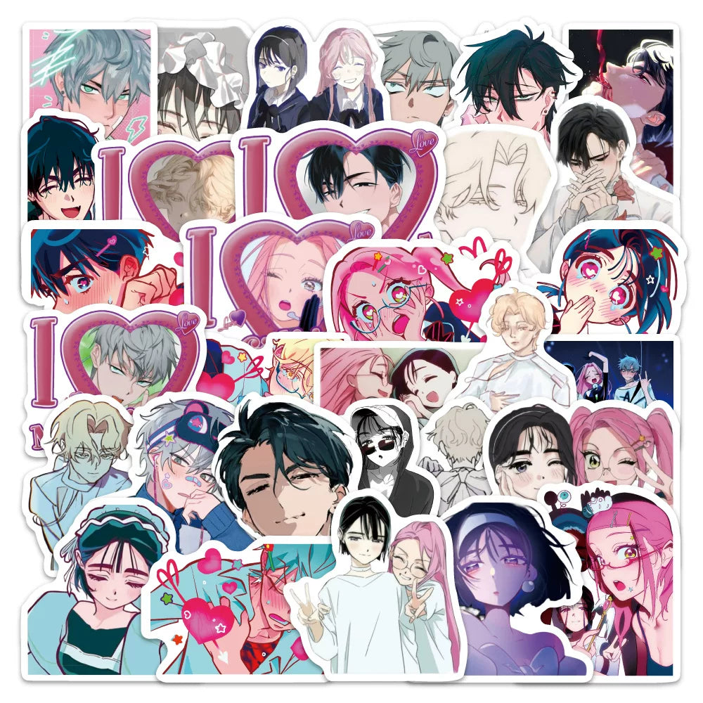 Alien Stage Tragic Romance Sticker Pack - 50Pcs Waterproof Vinyl Decals - ALNST Ivan Till Mizi Sua Holographic Heart Frame Journaling Decal Set