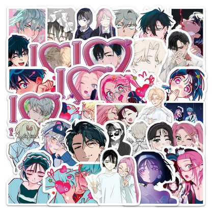 Alien Stage Tragic Romance Sticker Pack - 50Pcs Waterproof Vinyl Decals - ALNST Ivan Till Mizi Sua Holographic Heart Frame Journaling Decal Set