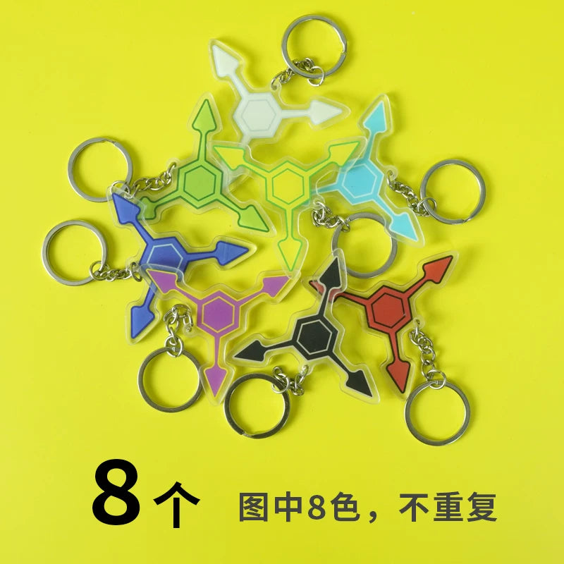 Murder Drones Absolute Solver Acrylic Keychains - MD Uzi (Purple), Cyn (Yellow) & Doll (Red) Inspired Charms - Multi-Color AS Symbol Bag Pendants - Indie Animation Fan Collectibles