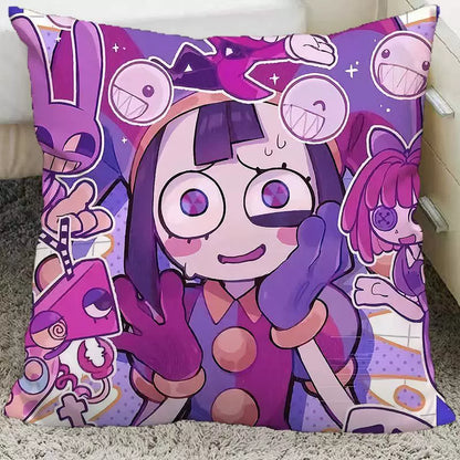 The Amazing Digital Circus Throw Pillow Cases - TADC Pomni & Jax Decorative Cushion Covers - Soft HD Print Pillowcases for Sofa & Bedroom Decor - Multiple Styles