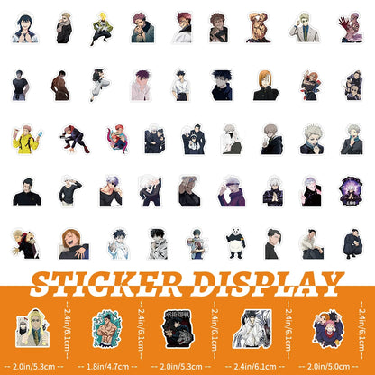 Jujutsu Kaisen Waterproof Vinyl Stickers - 53Pcs Cursed Sorcerer Decal Pack