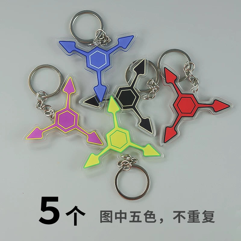 Murder Drones Absolute Solver Acrylic Keychains - MD Uzi (Purple), Cyn (Yellow) & Doll (Red) Inspired Charms - Multi-Color AS Symbol Bag Pendants - Indie Animation Fan Collectibles
