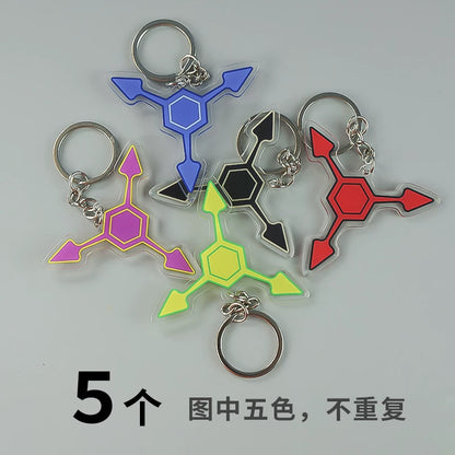 Murder Drones Absolute Solver Acrylic Keychains - MD Uzi (Purple), Cyn (Yellow) & Doll (Red) Inspired Charms - Multi-Color AS Symbol Bag Pendants - Indie Animation Fan Collectibles
