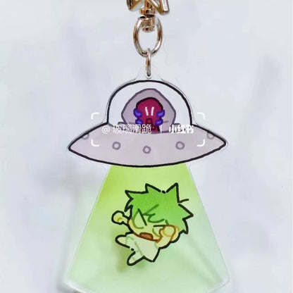 Alien Stage UFO Abduction Acrylic Keychain - Translucent Tractor Beam Chibi Charm - ALNST Ivan Till Mizi Sua Alien Guardian Star Clasp Mascot