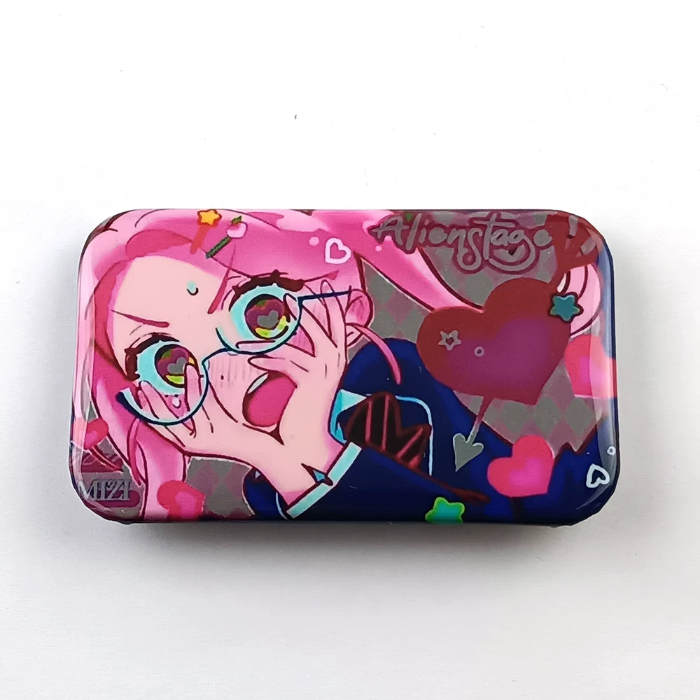 Alien Stage Flustered Heart Rectangular Badge - Holographic Reflective Square Can Badge - ALNST Ivan Till Mizi Sua Aesthetic Ita Bag Pin