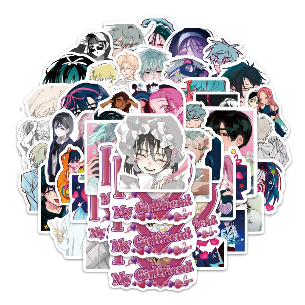 Alien Stage Tragic Romance Sticker Pack - 50Pcs Waterproof Vinyl Decals - ALNST Ivan Till Mizi Sua Holographic Heart Frame Journaling Decal Set