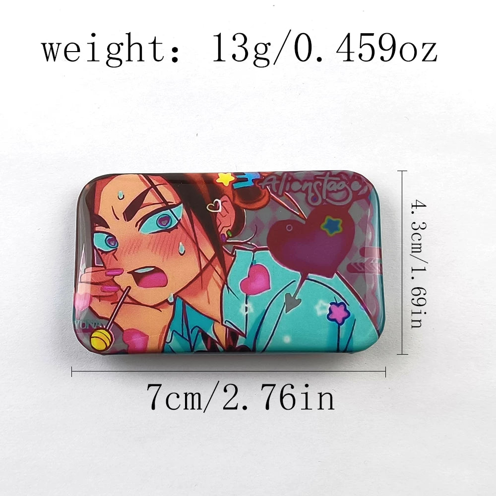 Alien Stage Flustered Heart Rectangular Badge - Holographic Reflective Square Can Badge - ALNST Ivan Till Mizi Sua Aesthetic Ita Bag Pin