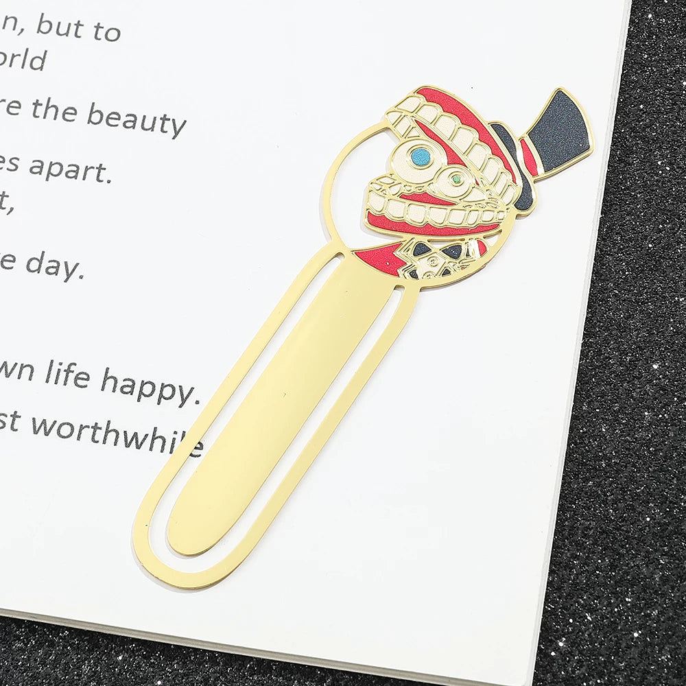 The Amazing Digital Circus Metal Bookmarks - TADC Enamel Page Clips - Jax, Pomni & Caine Gold-Tone Book Markers - Reading Accessories for Students & Bookworms