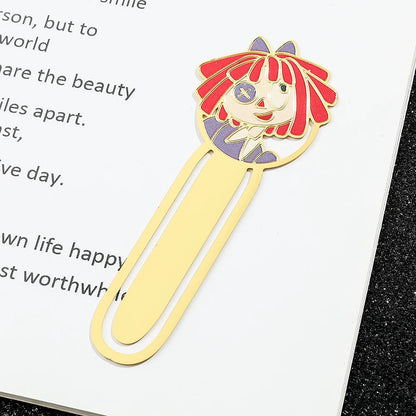 The Amazing Digital Circus Metal Bookmarks - TADC Enamel Page Clips - Jax, Pomni & Caine Gold-Tone Book Markers - Reading Accessories for Students & Bookworms