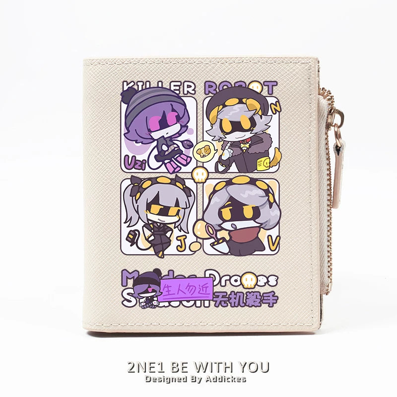 Murder Drones Multi-Slot Wallet & Card Holder - TADC Uzi, N, V, J Chibi Fan Art Purse - Compact Zipper Pocketbook for Students & Fans - 2 Sizes Available