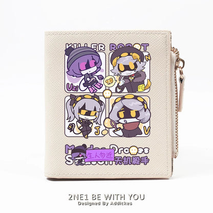 Murder Drones Multi-Slot Wallet & Card Holder - TADC Uzi, N, V, J Chibi Fan Art Purse - Compact Zipper Pocketbook for Students & Fans - 2 Sizes Available