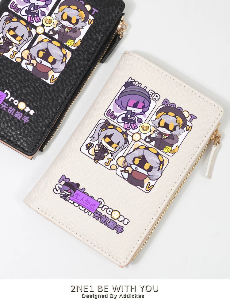 Murder Drones Multi-Slot Wallet & Card Holder - TADC Uzi, N, V, J Chibi Fan Art Purse - Compact Zipper Pocketbook for Students & Fans - 2 Sizes Available