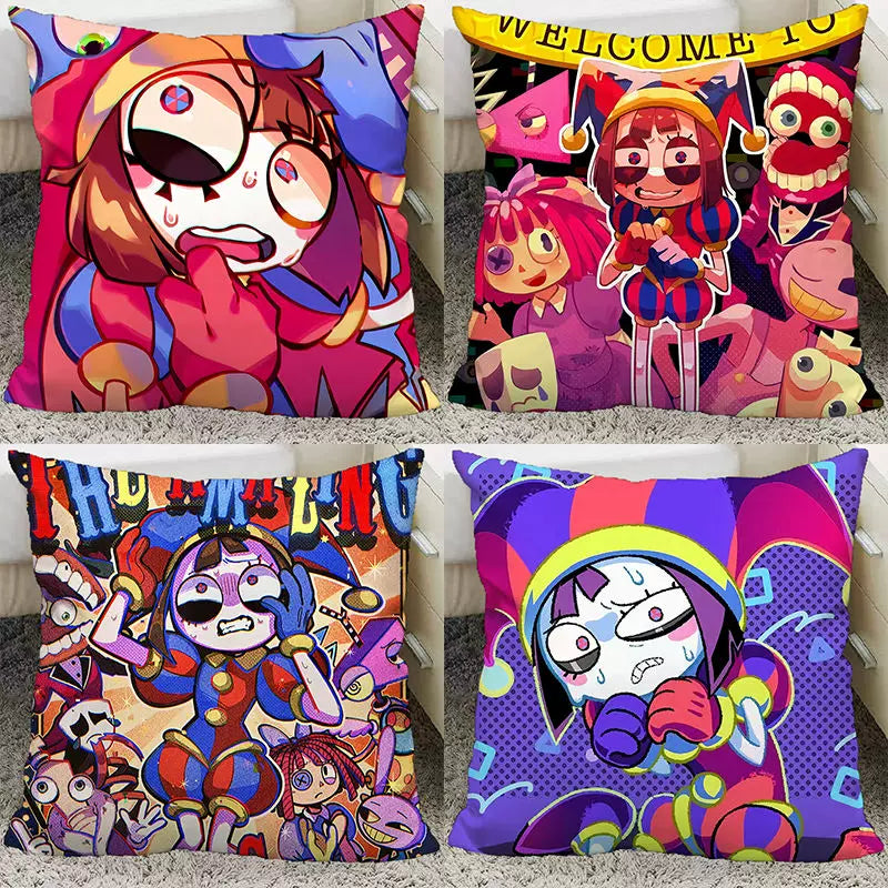 The Amazing Digital Circus Throw Pillow Cases - TADC Pomni & Jax Decorative Cushion Covers - Soft HD Print Pillowcases for Sofa & Bedroom Decor - Multiple Styles