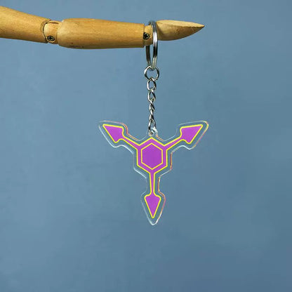 Murder Drones Absolute Solver Acrylic Keychains - MD Uzi (Purple), Cyn (Yellow) & Doll (Red) Inspired Charms - Multi-Color AS Symbol Bag Pendants - Indie Animation Fan Collectibles