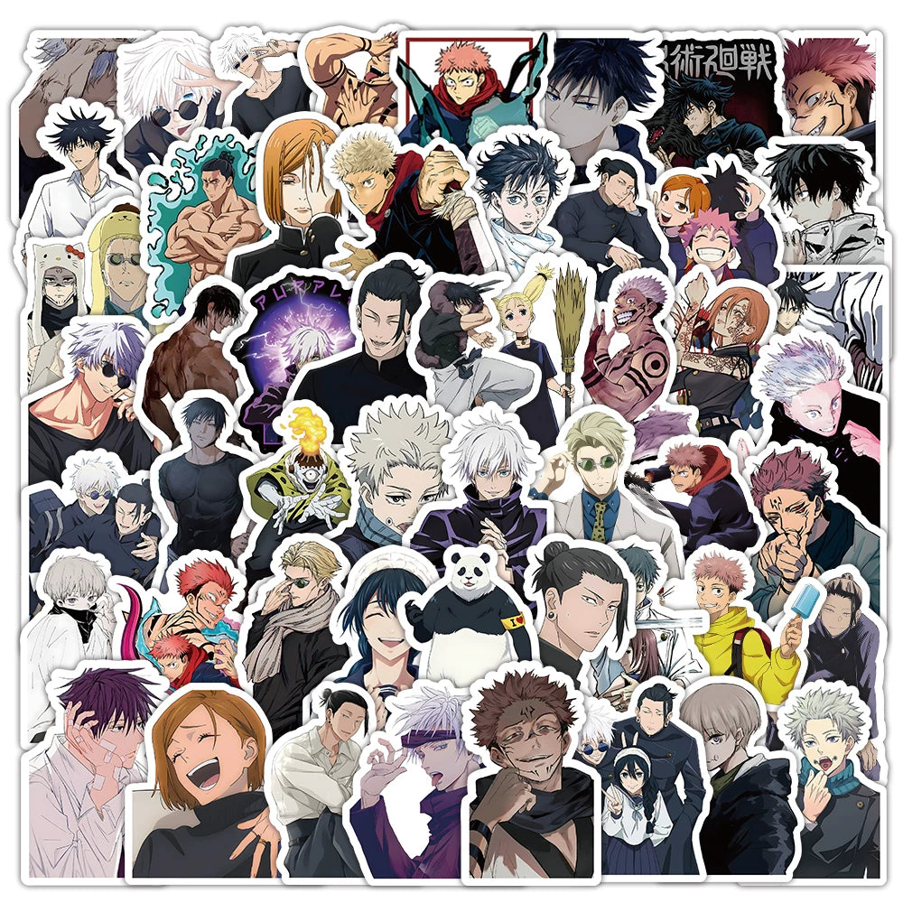 Jujutsu Kaisen Waterproof Vinyl Stickers - 53Pcs Cursed Sorcerer Decal Pack