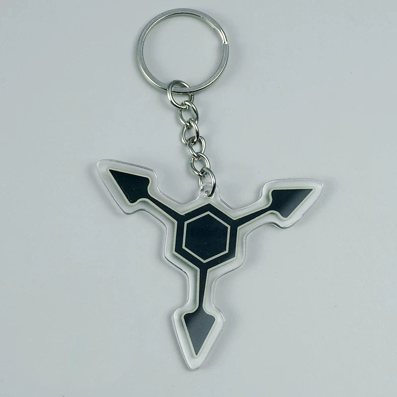Murder Drones Absolute Solver Acrylic Keychains - MD Uzi (Purple), Cyn (Yellow) & Doll (Red) Inspired Charms - Multi-Color AS Symbol Bag Pendants - Indie Animation Fan Collectibles