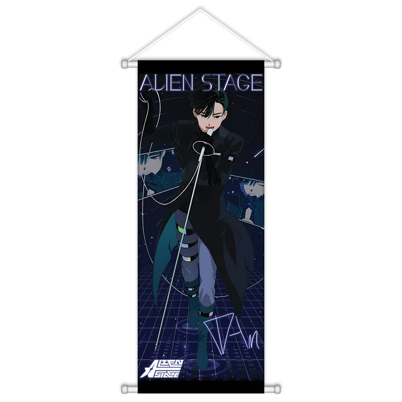 Alien Stage Sweet Dream Cafe AU Wall Scroll - Premium Satin Fabric Fabric Hanging Banner - ALNST Ivan Hyuna Luka Aesthetic Studio Poster