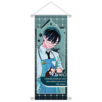 Alien Stage Sweet Dream Cafe AU Wall Scroll - Premium Satin Fabric Fabric Hanging Banner - ALNST Ivan Hyuna Luka Aesthetic Studio Poster