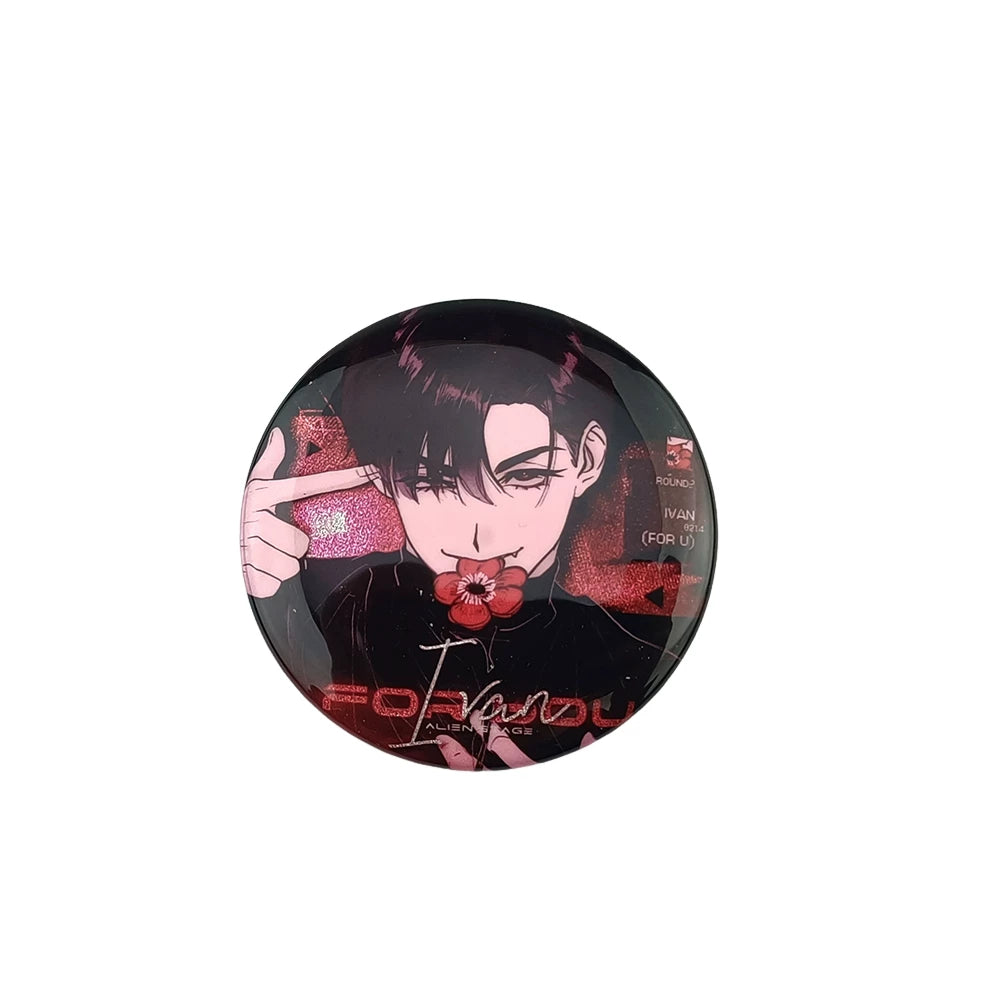 Alien Stage Flustered Heart Rectangular Badge - Holographic Reflective Square Can Badge - ALNST Ivan Till Mizi Sua Aesthetic Ita Bag Pin