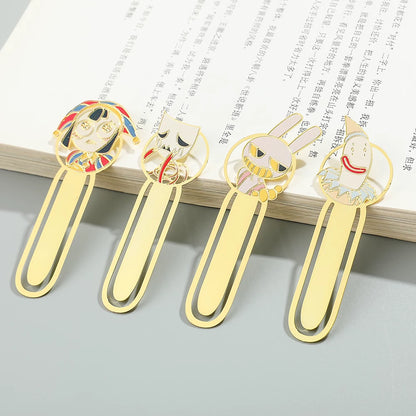 The Amazing Digital Circus Metal Bookmarks - TADC Enamel Page Clips - Jax, Pomni & Caine Gold-Tone Book Markers - Reading Accessories for Students & Bookworms