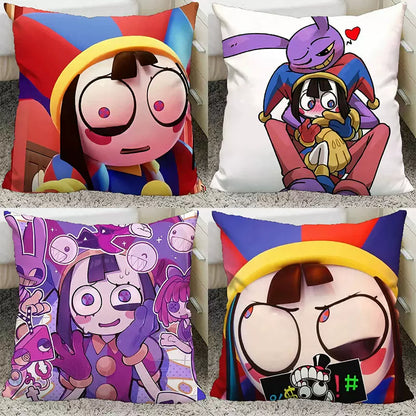 The Amazing Digital Circus Throw Pillow Cases - TADC Pomni & Jax Decorative Cushion Covers - Soft HD Print Pillowcases for Sofa & Bedroom Decor - Multiple Styles