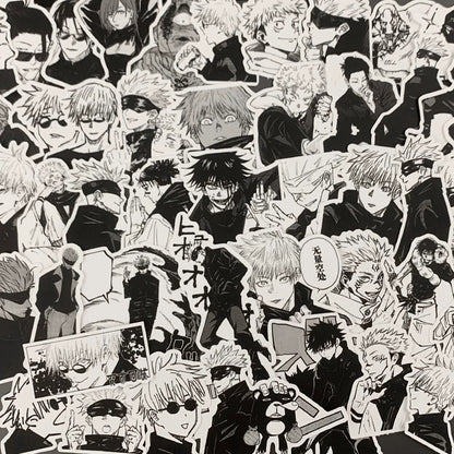 Anime Manga Stickers - B&W JJK & More Figures Pack