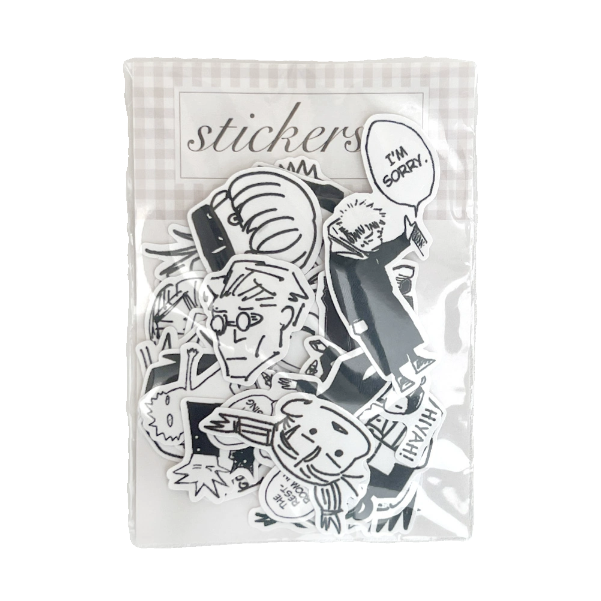 Jujutsu Kaisen Manga Doodle Sticker Pack - 29Pcs Funny Monochrome Meme Decals