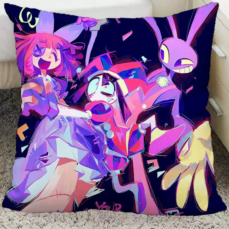 The Amazing Digital Circus Throw Pillow Cases - TADC Pomni & Jax Decorative Cushion Covers - Soft HD Print Pillowcases for Sofa & Bedroom Decor - Multiple Styles