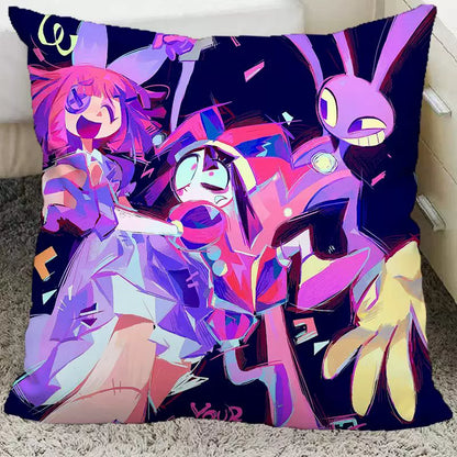 The Amazing Digital Circus Throw Pillow Cases - TADC Pomni & Jax Decorative Cushion Covers - Soft HD Print Pillowcases for Sofa & Bedroom Decor - Multiple Styles