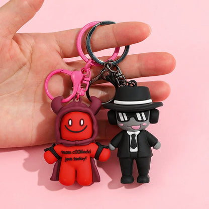 Forsaken Chance Roblox Hacker Myth Keychains - Team c00lkid & Bluudud 3D Silicone Charms - Retro Roblox Creepypasta Avatars - Blocky Aesthetic Bag Accessories for Fans