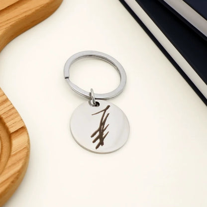 Alien Stage Character Autograph Stainless Steel Keychain - Engraved Idol Handwriting Disc Charm - ALNST Ivan Till Sua Mizi Metal Concert Keyring