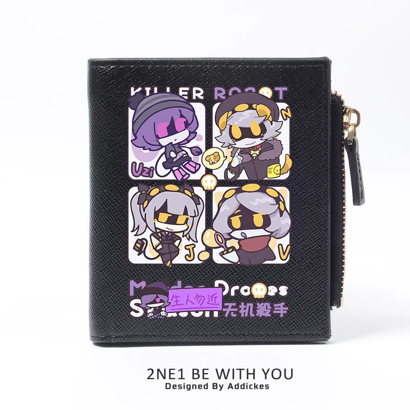 Murder Drones Multi-Slot Wallet & Card Holder - TADC Uzi, N, V, J Chibi Fan Art Purse - Compact Zipper Pocketbook for Students & Fans - 2 Sizes Available