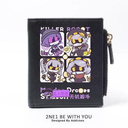 Murder Drones Multi-Slot Wallet & Card Holder - TADC Uzi, N, V, J Chibi Fan Art Purse - Compact Zipper Pocketbook for Students & Fans - 2 Sizes Available