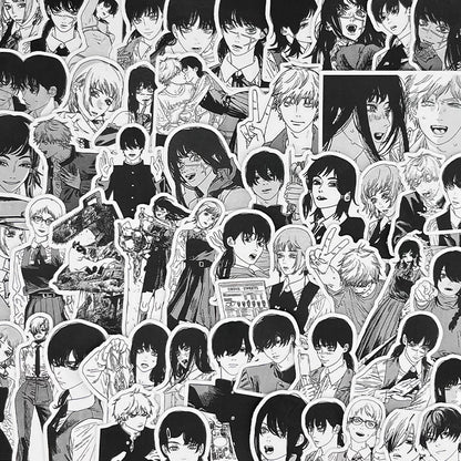 Anime Manga Stickers - B&W JJK & More Figures Pack