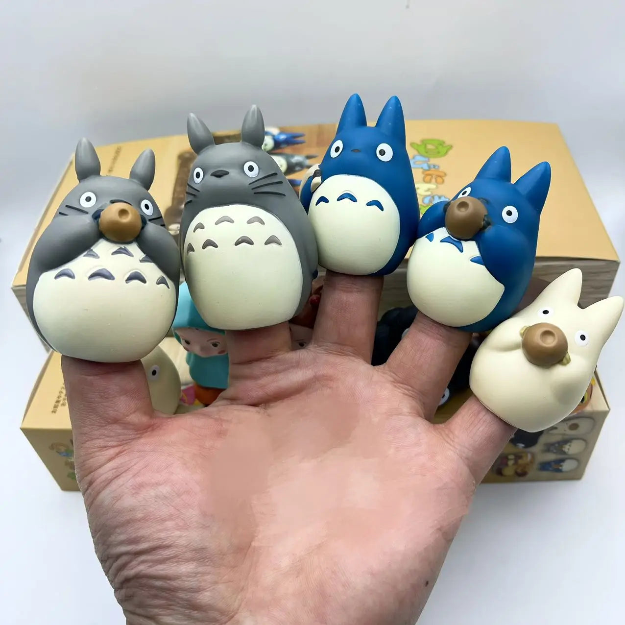 My Neighbor Totoro Mystery Blind Box - Finger Puppet Series Mini Figure - Kawaii Chibi Mei Catbus Soot Sprite Car Dashboard Ornament Gift