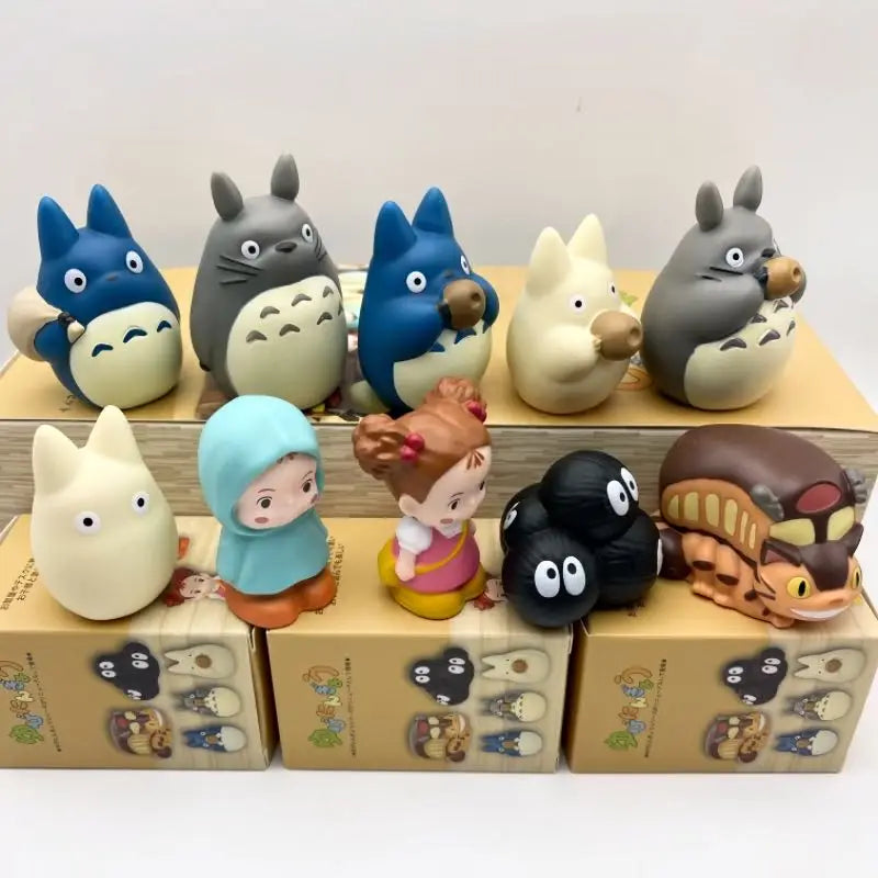 My Neighbor Totoro Mystery Blind Box - Finger Puppet Series Mini Figure - Kawaii Chibi Mei Catbus Soot Sprite Car Dashboard Ornament Gift