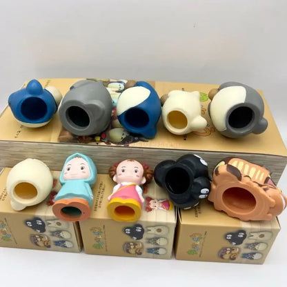My Neighbor Totoro Mystery Blind Box - Finger Puppet Series Mini Figure - Kawaii Chibi Mei Catbus Soot Sprite Car Dashboard Ornament Gift